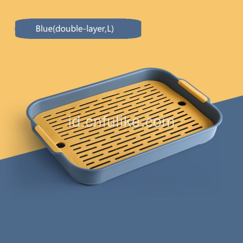 Piring Buah Modern Double Deck Drain Tray